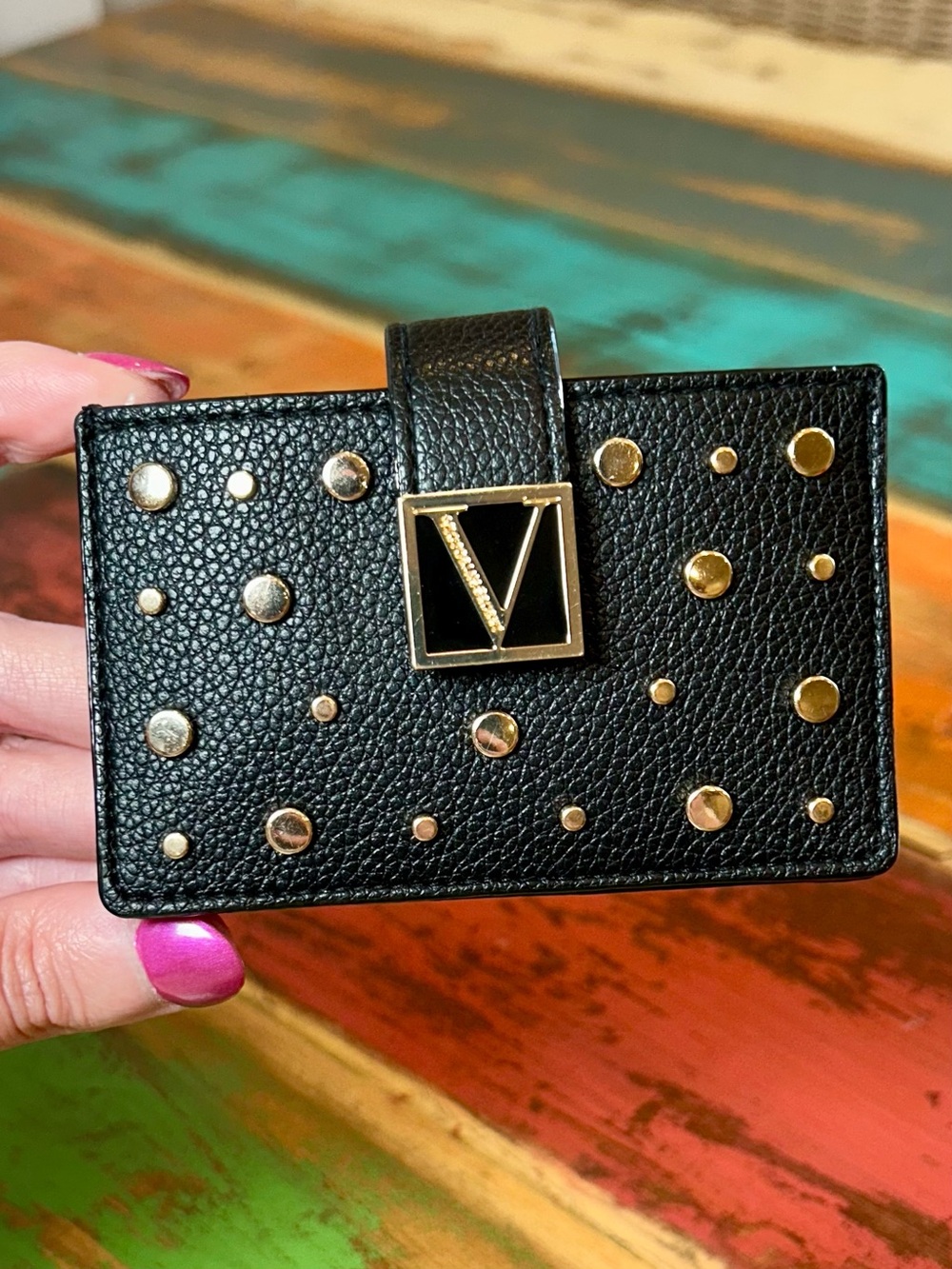 Victoria’s Secret The Victoria Expandable Studded Card Case Wallet V Monogram